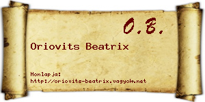 Oriovits Beatrix névjegykártya